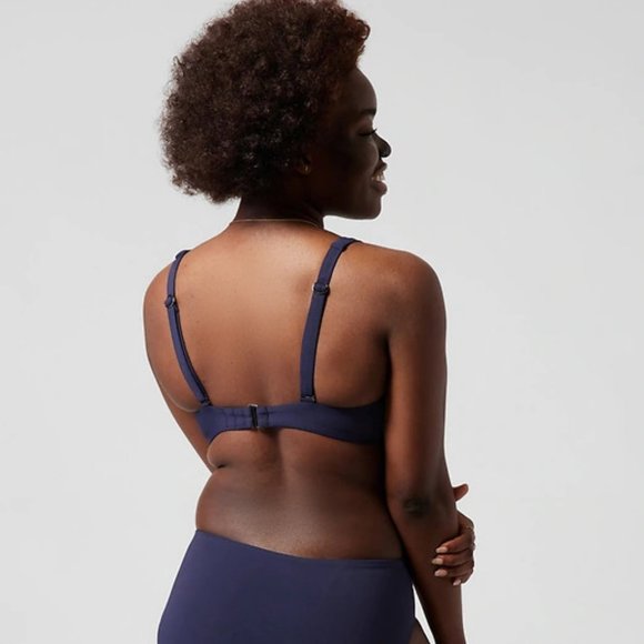 Athleta Square Neck Bra Cup Bikini Top size 32D/DD Dress Blue - Picture 3 of 4